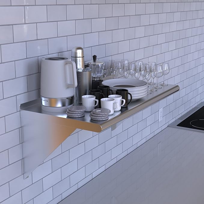 24 X 24 Stainless Steel Wall Shelf | Metal Shelving | Garage Laundry Storage Utility Room | Restaurant Commercial Kitchen | NSF
