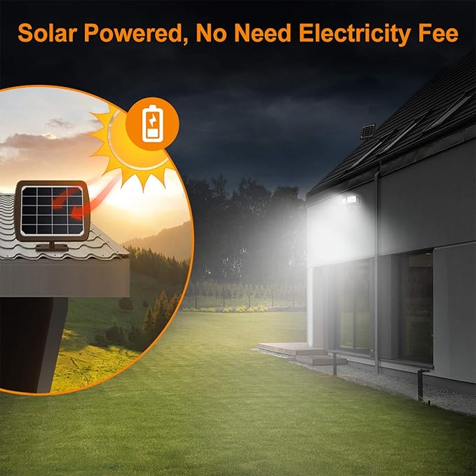 LEPOWER Solar Security Lights Outdoor 1000LM Solar Motion Sensor Light Outdoor 2 Head Solar Powered Flood Lights 5500K IP65 Waterproof Flood Lights for Backyard(Brown)