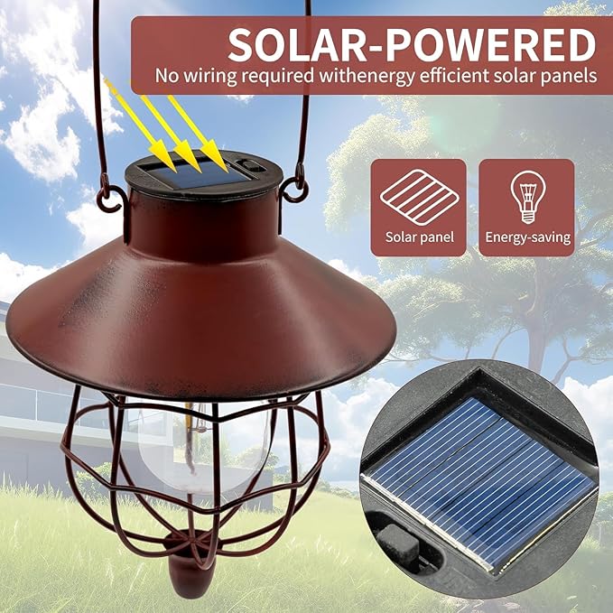 4 Pack Solar Lantern Outdoor Waterproof Metal Solar Hanging Lamp with Warm White BulbSolar Lights Outdoor Design for Garden Yard Patio Proch Decor