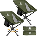 Portable Camping Chair 2 Pack 8 Seconds Quick Setup Folding Camping Chair Flexible 360° Rotation 3.8Lb Lightweight Travel Chairs for Easy Carry to Hiking Sporting Beach Army Green