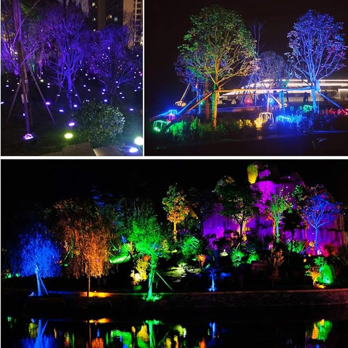 10W Low Voltage Landscape Lighting RGB Color Changing LED Landscape Lights Remote Control Waterproof Garden Patio Spotlight Decorative Lamp for Outdoor Indoor(8 Pack/NO Plug)