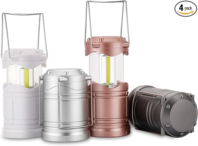 Lichamp LED Camping Lantern 4 Pack Battery Powered Flashlight for Power Outages Portable Collapsible Hanging Light Essential for Home Outdoor Emergency Lamp Survival Kit Gear for Hurricane C4
