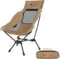 MOON LENCE High Back Folding Camping Chair 330lbs Portable Compact Chair with Wide Seat &amp Ergonomic Back Support (Khaki)