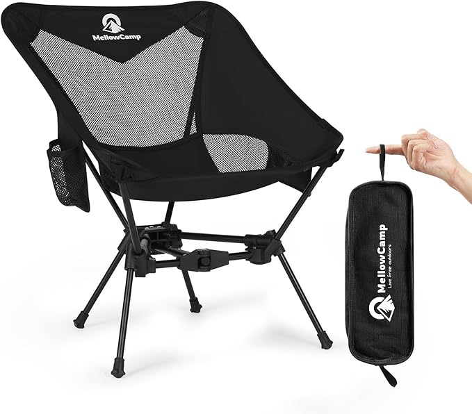 MellowCamp Camping Chair Ultralight Folding Backpacking Hiking Chair Compact Portable for Hiking Camping Backpacking Beach Roadtrip (Dark Night)
