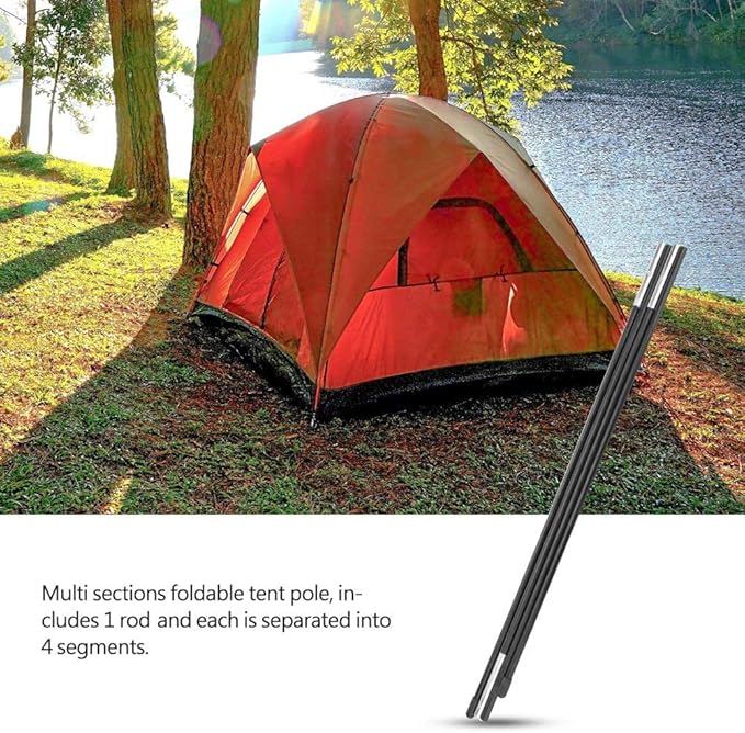 Tent Poles Replacement Tent Poles for Tarp Tent Accessories Lightweight Adjustable Fibreglass with Pointed Head Design Suitable for 2×2m Double Tent for Camping Hiking Outdoor Activity