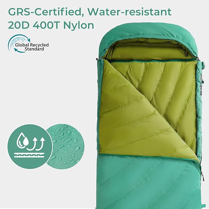 ATEPA 3-in-1 Hybrid Down Sleeping Bag for Adults Lightweight 3 Season Wearable Backpacking Sleeping Bag with Pad Attachment &amp Compact Compression Sack for Spring Summer Fall Car Camping 30°F 45°F