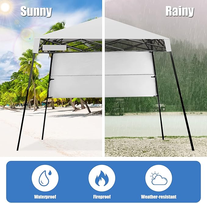 Fireflowery 7’ x 7’ Pop Up Canopy Tent Portable Shelter Canopy w/Backpack Outdoor Instant Canopy Tent Lightweight &amp Compact for Hiking Fishing Camping Picnic (7'x7' Base 6'x6' top)