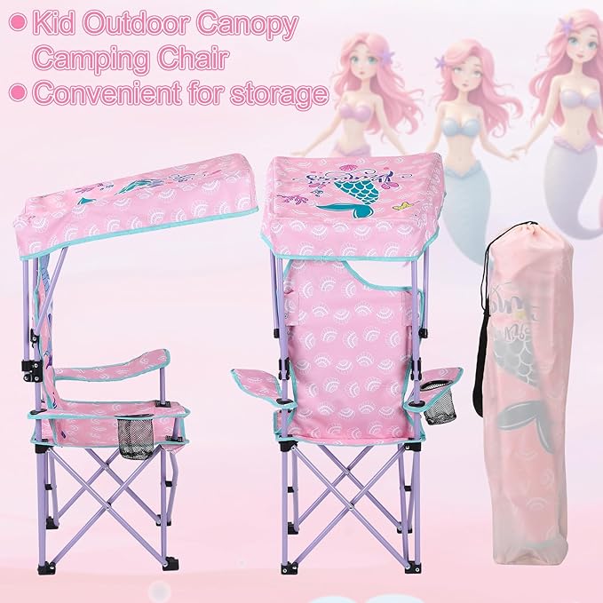 KABOER Kids Outdoor Folding Lawn and Camping Chair with Cup Holder and Carrying Bag Children's Camping Chairs