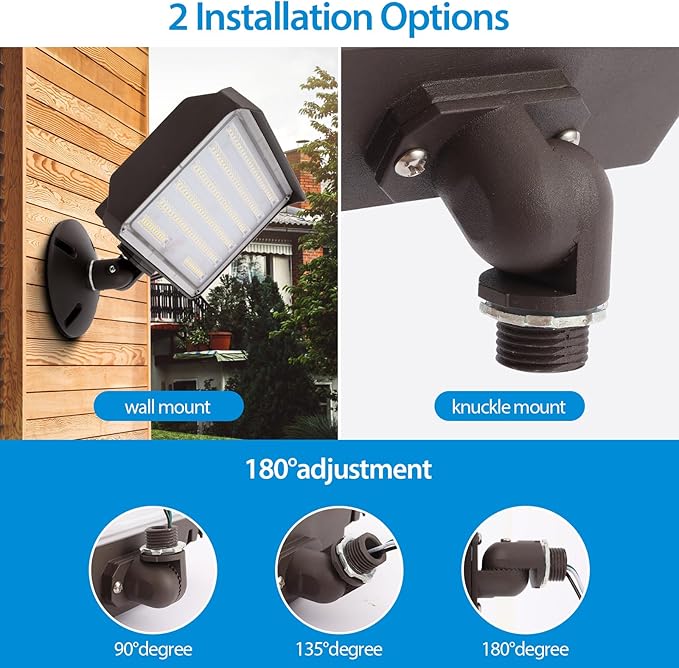 100W LED Flood Light Outdoor Knuckle Switch Controlled Floodlight with Plate5000K 14200Lm IP65 Waterproof Outdoor Security Lights for Yard Garden GarageETL Listed