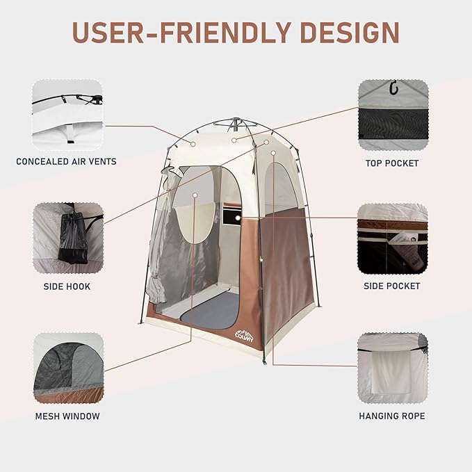 Instant Camping Shower Tent Privacy Shelter Portable Outdoor Sun Shelter for Camping Beach Hiking Fishing 1 Room/2 Rooms