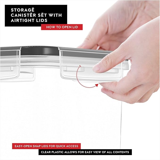Airtight Food Storage Containers with Lids Set of 4-95 fl. oz Pasta storage Containers BPA Free Plastic Spaghetti container - Air Tight Canisters for Kitchen Pantry Organization