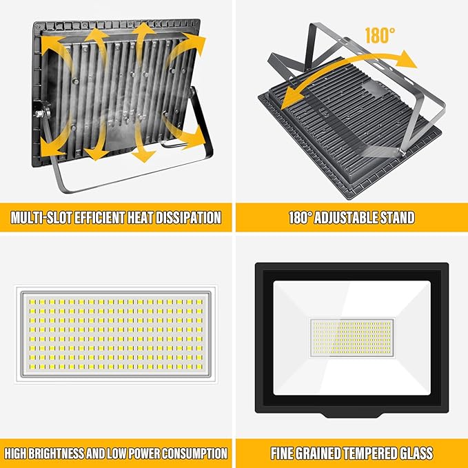 Willpower Outdoor LED Floodlights 2pcs 100W 10000LM IP66 Waterproof Security Lights Daylight White 6500K Wall Light for Garden Garage Yard Lawn Court Patio