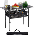 VEVOR Folding Camping Table Portable Roll Up Side Tables Lightweight Aluminum Beach Table for Outdoor BBQ Tailgating Picnic Travel (47 inch-Black)