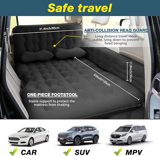 SUV Air Mattress Camping Bed - Car Mattress Back Seat Portable Foldable Car Air Bed SUV Sleeping Pad Car Bed Mattress for Sedan SUV Truck 1#1