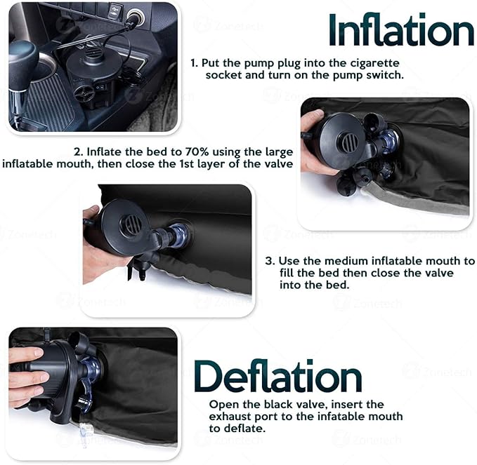 Inflatable Car Air Mattress Back Seat Bed with Air PumpThickened Portable Car Travel Sleeping Camping Air Mattress Blow Up Bed for Car Universal SUV