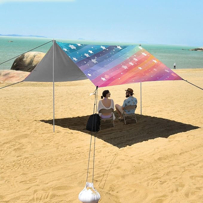 Rainbow PentagramCamping Sun Shelters 9.2 x 10.5 FT Beach Canopy Tent Sun Shade with Carrying Bag for Camping Trips Fishing Backyard Fun or Picnics 21340332