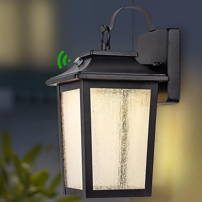 LED Dusk to Dawn Outdoor Lighting - 2 Packs Outdoor Wall Lights for House 13W 3000K LED Outside Porch Lantern Black Exterior Wall Sconce for Garage Doorway Garden 100% Waterproof Anti-Rust