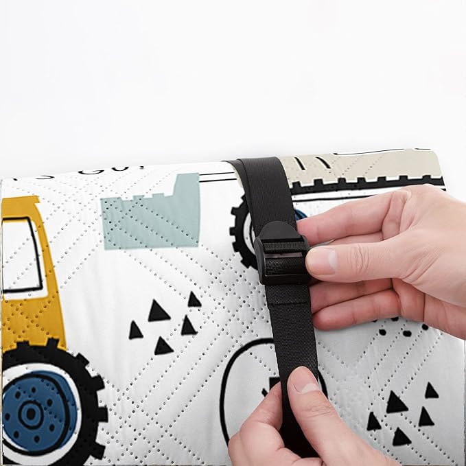 Outdoor Picnic Blanket Portable Ultrasonic Waterproof Picnic Mat Truck Excavator Printed Camping Beach Mat for Sand and Wet Grass Hiking (Truck Excavator L)