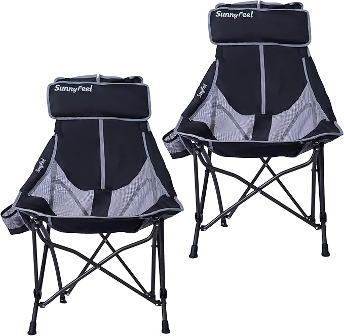 SUNNYFEEL High Back Camping Chair for Adults 2 Pack Lightweight Camping Chair Support 250 lbs Heavy Duty Folding Chair Design Portable &amp Collapsible Camping Chairs for Outdoor Camp Beach Picni