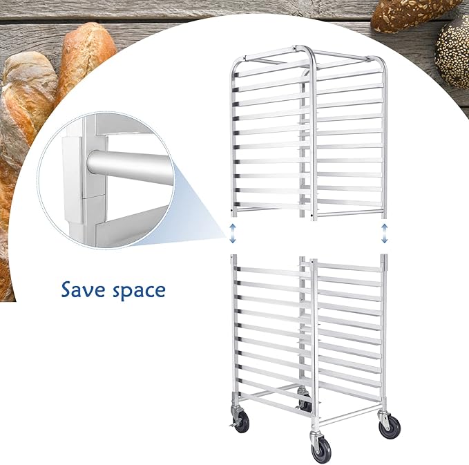 HARDURA 20 Tier Bun Pan Rack Bakery Rack with Casters NSF Home Commercial Kitchen Aluminum Storage Cooling Sheet Pan Rack20x26x69H