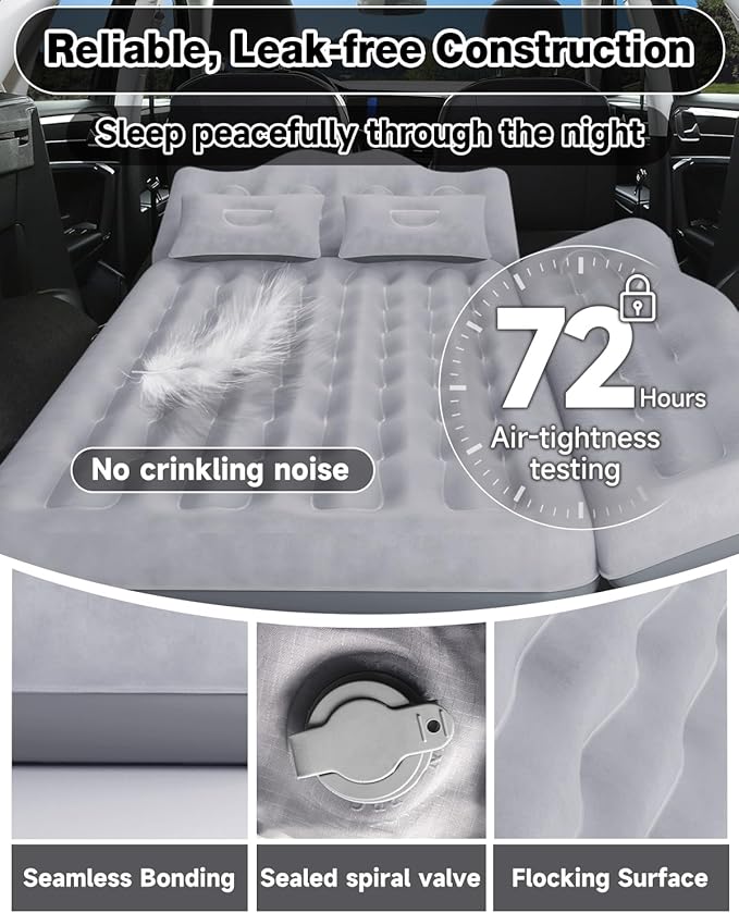 Umbrauto Truck Air Mattress Back Seat| Inflatable Car Camping Mattress Bed for Back Seat SUV Blow Up Rear Seat Sleeping AirBed for Van Travel with Pump &amp Pillows