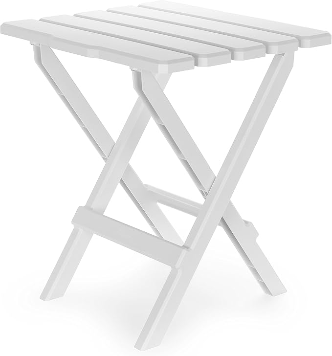 Camco 51695 White Large Adirondack Portable Outdoor Folding Side Table Perfect for The Beach Camping Picnics Cookouts and More Weatherproof and Rust Resistant