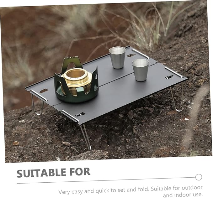 Foldable Aluminum Camping Table Lightweight Portable Picnic Desk Small Travel Table Handle for Outdoor Use