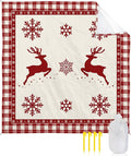Beach Blanket Waterproof Sandproof OversizedChristmas Animal Elk Winter Snowflake Beach Mat with Corner Stakes Sand PocketsRed Buffalo Plaid White Check Outdoor Picnic Mat for Travel 95x80In