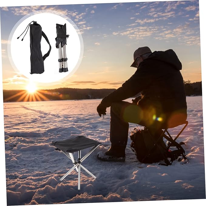 Yardwe Portable Outdoor Folding Stool Stainless Steel Camping Chair Adjustable Height Fishing Stool Lightweight for Hiking Travel and Picnics