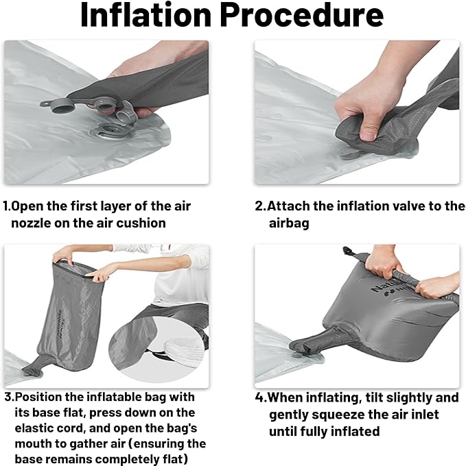 Single Inflatable Sleeping Mat 20D Nylon Lightweight Air Bed for Adults Air Mattress with Storage Bag for Camping Ultralight Backpacking Hiking Traveling &amp Outdoor Activities (Silver L)