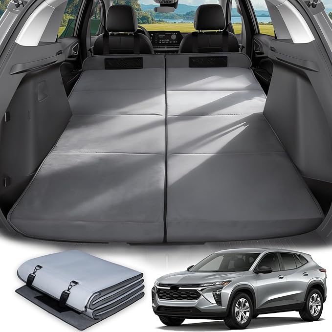 Car Bed for Chevrolet Trax Foldable Non-Inflatable Memory Foam Camping Mattress Thickened Portable SUV Trunk Sleeping Pad Air Mattress Upgrade for Camping &amp Travel Essentials With Storage Bag