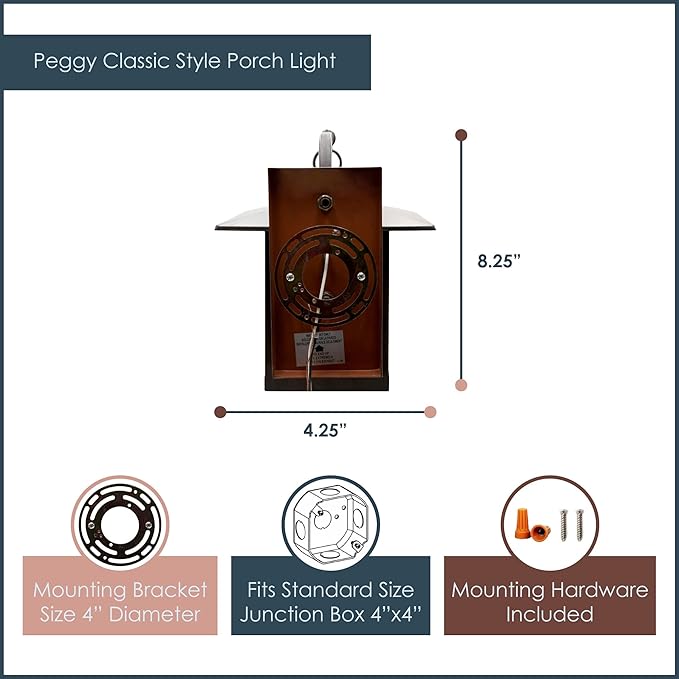 RIVER OF GOODS Stained Glass Outdoor Light Fixture - 11.75 H - Mission Style Porch Light - Peggy