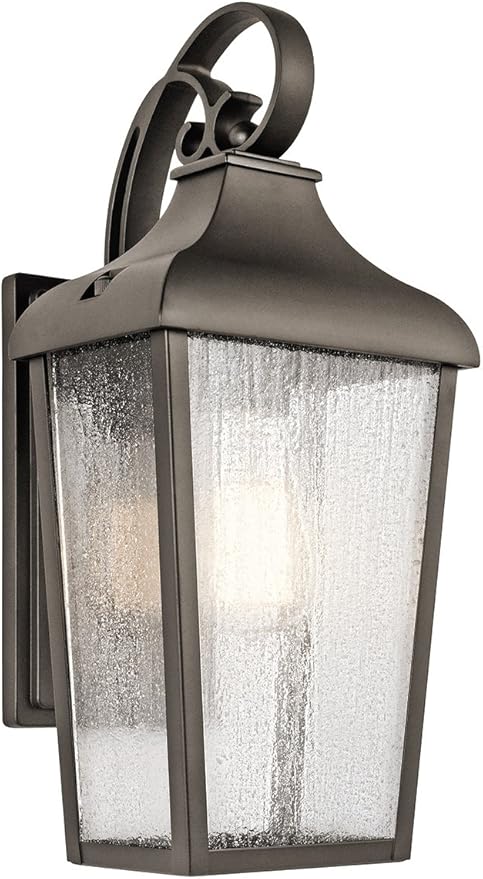 Kichler Forestdale 14.75 1 Light Outdoor Wall Light with Clear Seeded Glass in Olde Bronze®