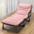 Folding Reclining Lounge Chair Office Rest Bed 4 Gears Adjustable Backrest Portable Camping Cot Sleeping Cots Bed for Outdoor Pool Beach Patio Travel Nap(L74.8 x W 27.5 x H 11.8 Pink)