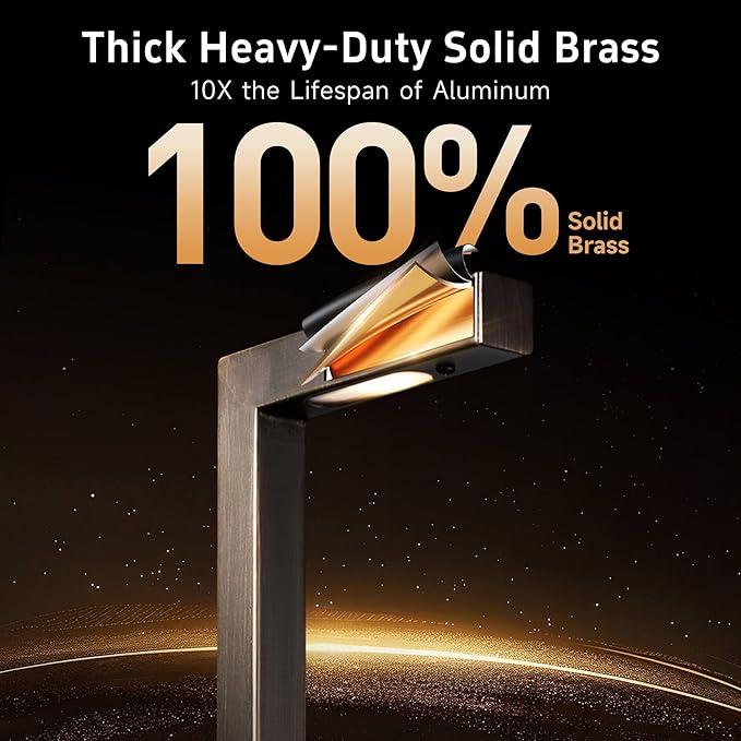 Gardenreet Low Voltage Pathway Lights Brass LED Landscape Path Lights Yard Lights Outdoor Waterproof IP65 12V Wired L Shape Bronze for Garden Walkway Without G4 Bulb 4 Pack