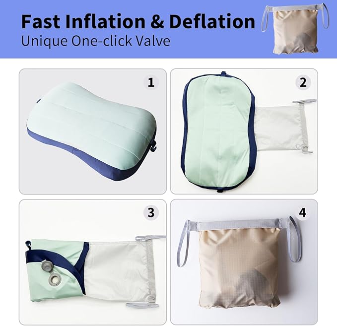 Coldcool Travel Rest Pillow Soft Flocking Pillow with ice Pack Portable Inflatable Leg Rest Pillow with Air Pump for Office Home Relax Camping and Travel Use