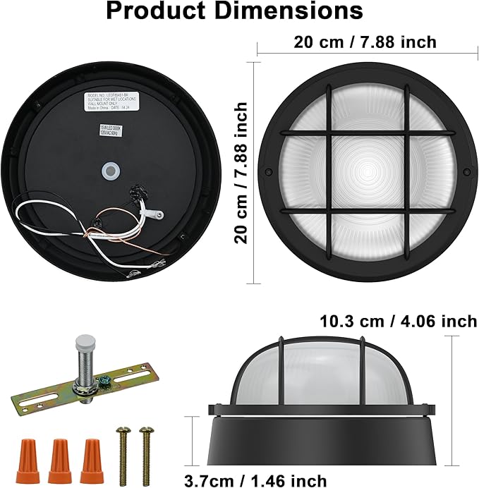 8 Inch Black Round Bulkhead LED Light Set of 2Nautical Outdoor Lights Black Round LED Sauna Light 3000K1500LM15W Outdoor 8 Nautical Bulkhead Wall Lights
