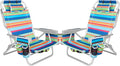 2Pk Aluminum 5-Position Lay Flat Folding Backpack Beach Chairs for Adults with Cooler Bag Cup&ampPhone Holder Towel Bar for Outdoor Lawn Picnic Sport Portable Foldable Camping Chairs Multi Stripe