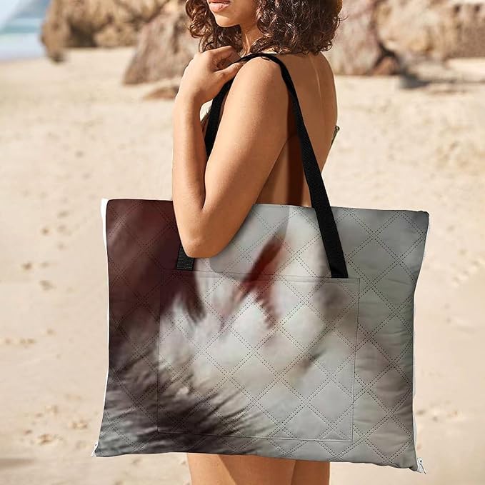 Husky Dog Beach Blanket Outdoor Packable Picnic Blanket with Zipper Folds Into Tote Bag Waterproof Picnic Mat Portable Beach Mat for Camping Hiking Festivals