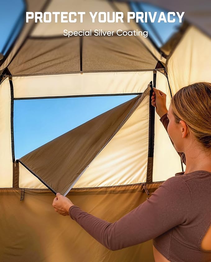 FanttikOutdoor Zeta A1 Pro Shower Tent 1 Rooms Portable Privacy Shelter for Shower &amp Dressing Instant Setup in 60 Seconds with Rainfly &amp Windproof Ideal for Camping &amp Hiking Fishing B