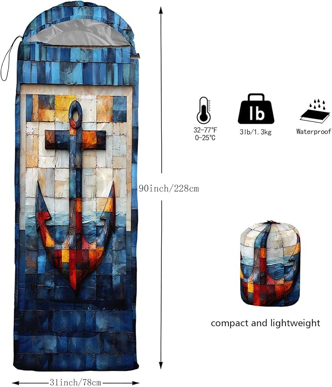 Kids Sleeping Bag for Boys GirlsCartoon Football Print-Lightweight Warm Portable Outdoor Indoor-Waterproof Cold Weather Resistant Sleeping Bag for Camping Hiking