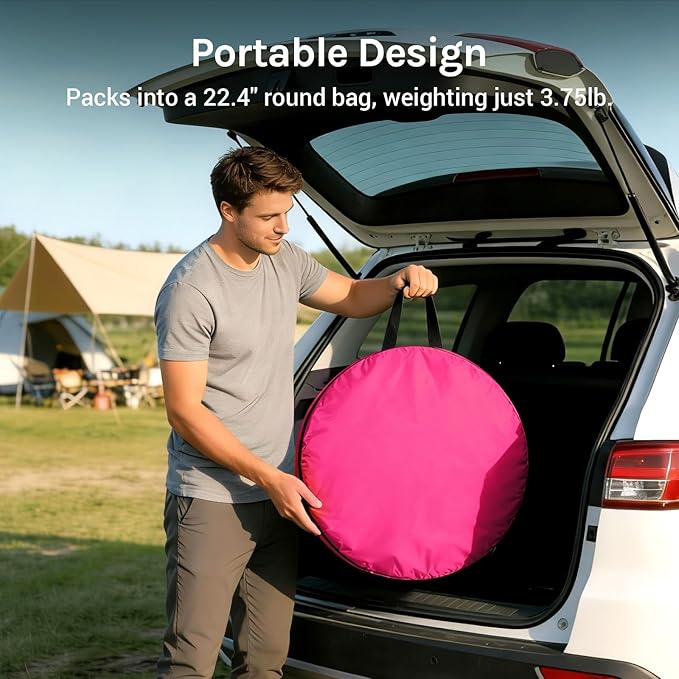 Wolfwise Pop Up Shower Tent Portable Instant Changing Tent with Ventilation Window &amp Carry Bag Privacy Bathroom Toilet for Beach Camping &amp Outdoor Width 47  Height 75  Rose Red