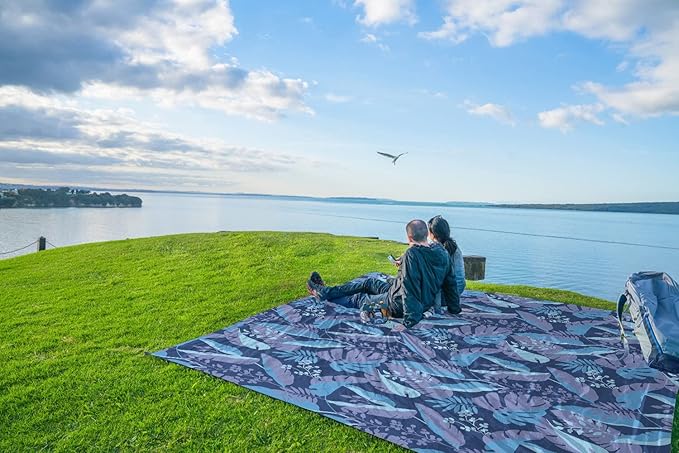 WEKAPO Beach Blanket Waterproof Sandproof Oversized Extra Large Beach Mat Sand Free Lightweight &amp Compact Sand Free Mat with 6 Stakes &amp 4 Corner Pockets
