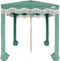 AMMSUN Beach Cabana with Fringe 6.5' x 6.5' Boho Beach Canopy with Tassels Easy Set up &amp Premium Wood Pole Cabana Tent with Sand Pockets Instant Sun Shade for Sand Garden Patio Mint Green