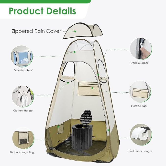 Portable Privacy Tent - Pop Up Shower &amp Changing Room for Outdoor Camping