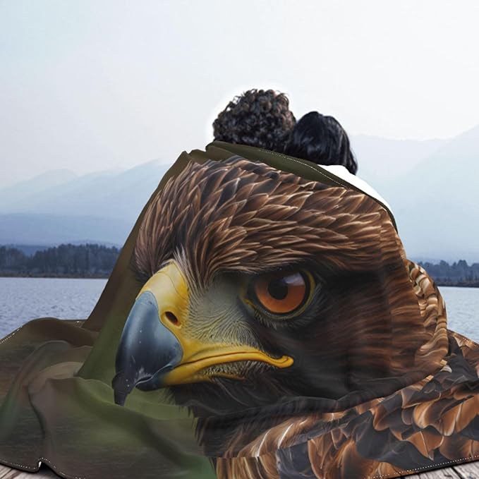 Golden Eagle 50x40 Printed Soft Fleece Blanket for Sofa Bed and Camping - Cozy Blanket for Travel Picnics Nighttime Use