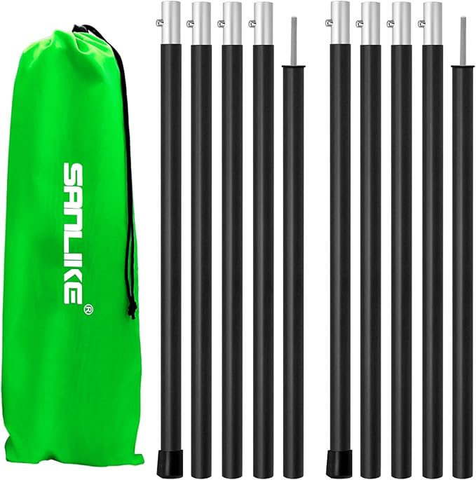 SAN LIKE Aluminum Tent Poles for Tarp - 75in Collapsible Poles for Awnings Canopy Rain Fly Shelter - 2 Sets (5 Sections)