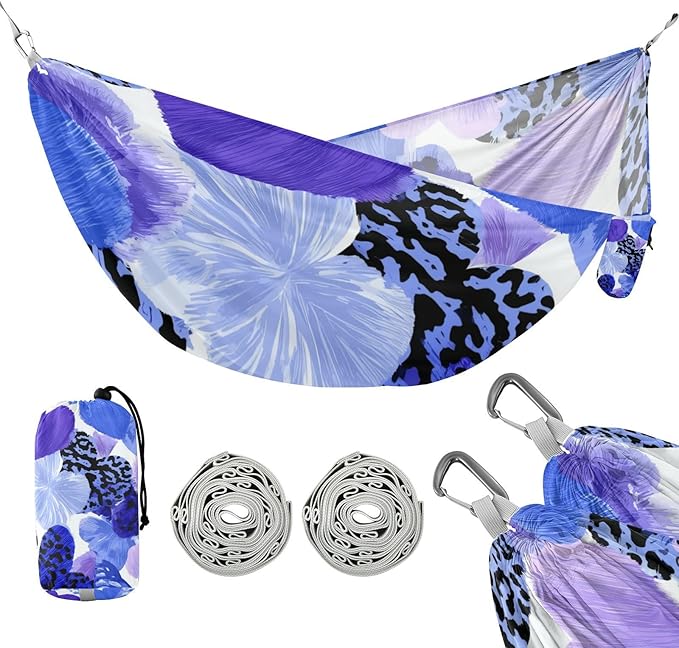 OTVEE Camping Hammock Heart Charm Print Portable Hammocks 500lb Upgraded Thickened Durable Single Hammocks with Tree Straps &amp Travel Bag for Camping Outdoor Indoor Patio Backyard