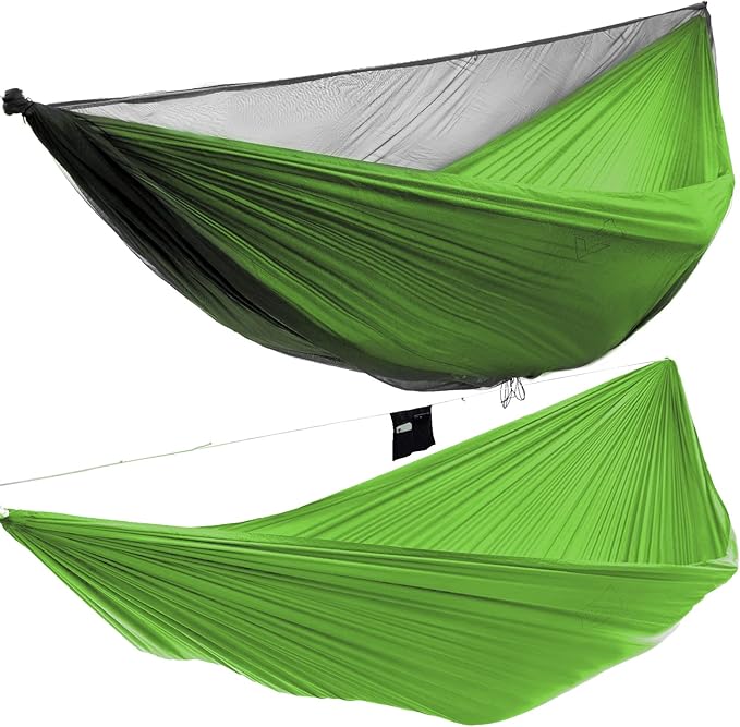 Onewind Camping Hammock with Mosquito Net for Youth Travel Hiking Backpacking Backyard Outside Patio Sturdy Ripstop Nylon Lightweight Kids Hammock with Tree Straps and Cinch Buckles