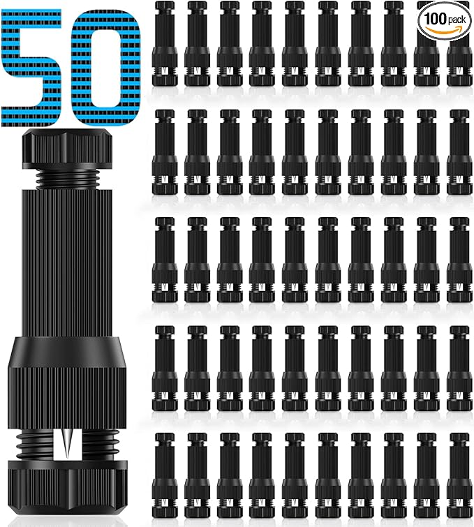 50 Pack Low Voltage Landscape Light Wire Connector Outdoor 14-20 Gauge Cable Connectors for Landscape Path Lights Work with Malibu Paradise Moonrays and More